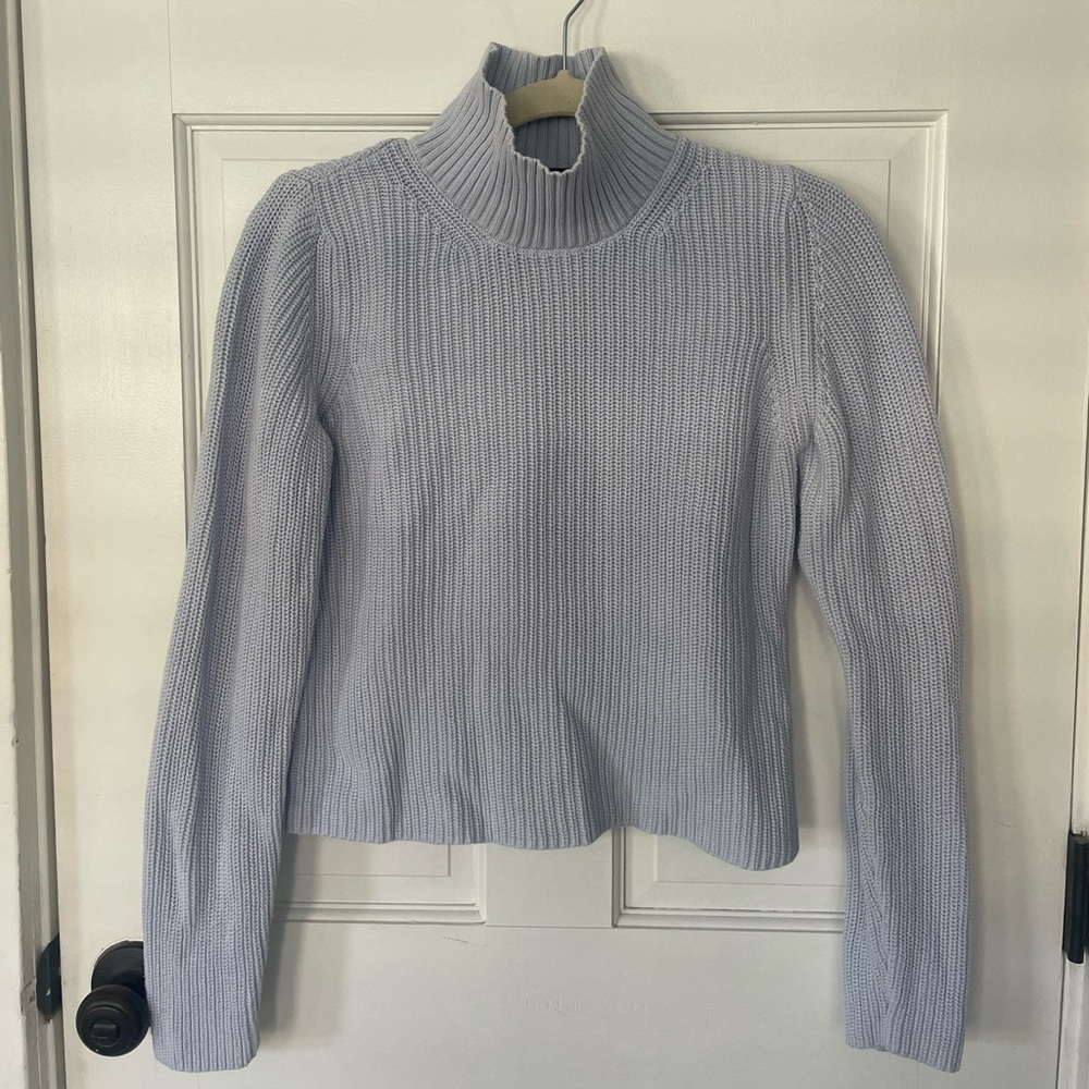 French Connection Blue Ribbed Turtleneck Sweater